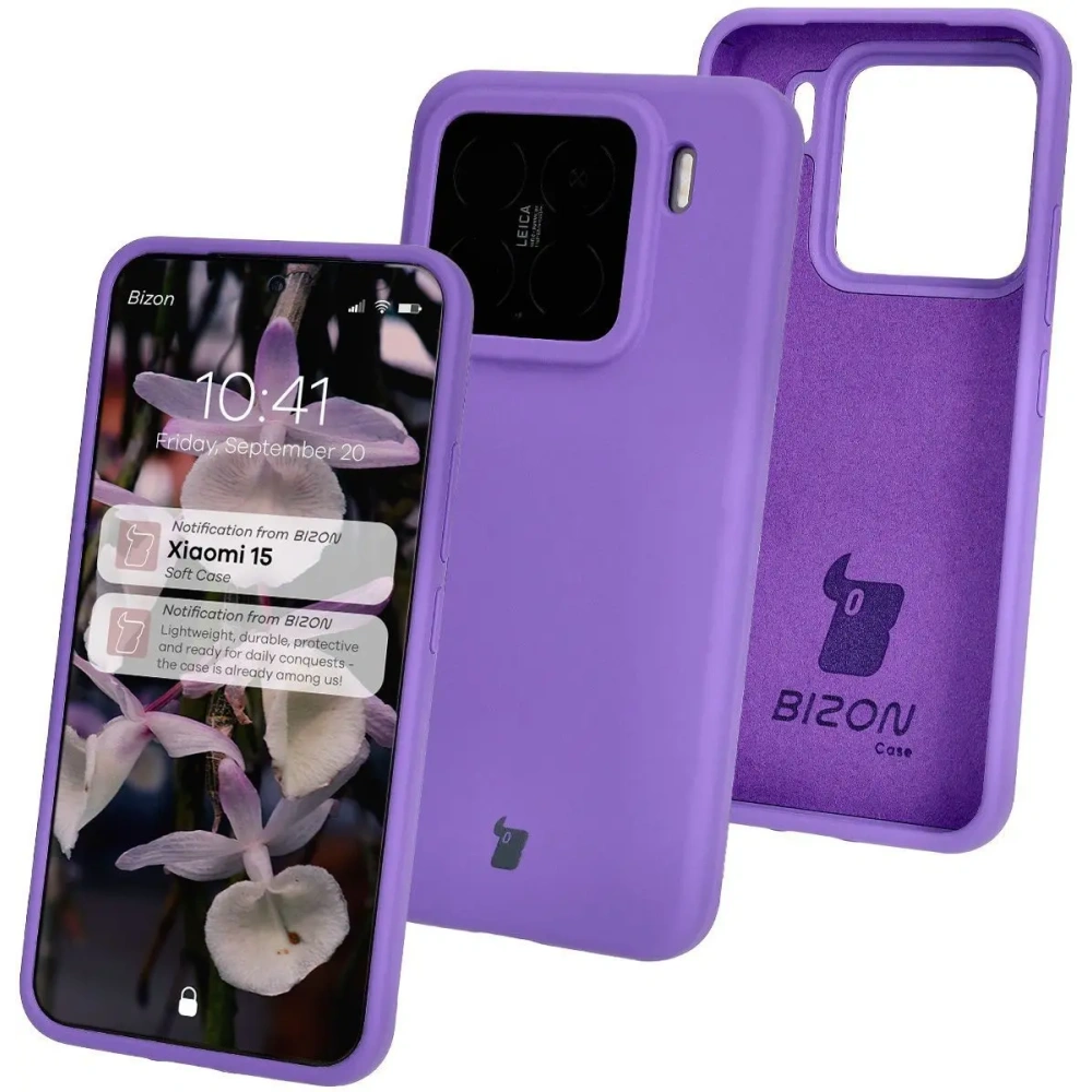 Silikonowe etui Bizon Soft Case do Xiaomi 15 fioletowe
