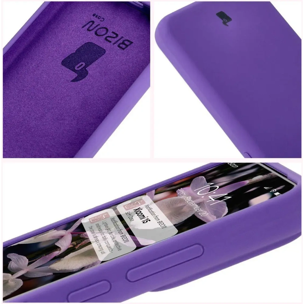 Silikonowe etui Bizon Soft Case do Xiaomi 15 fioletowe