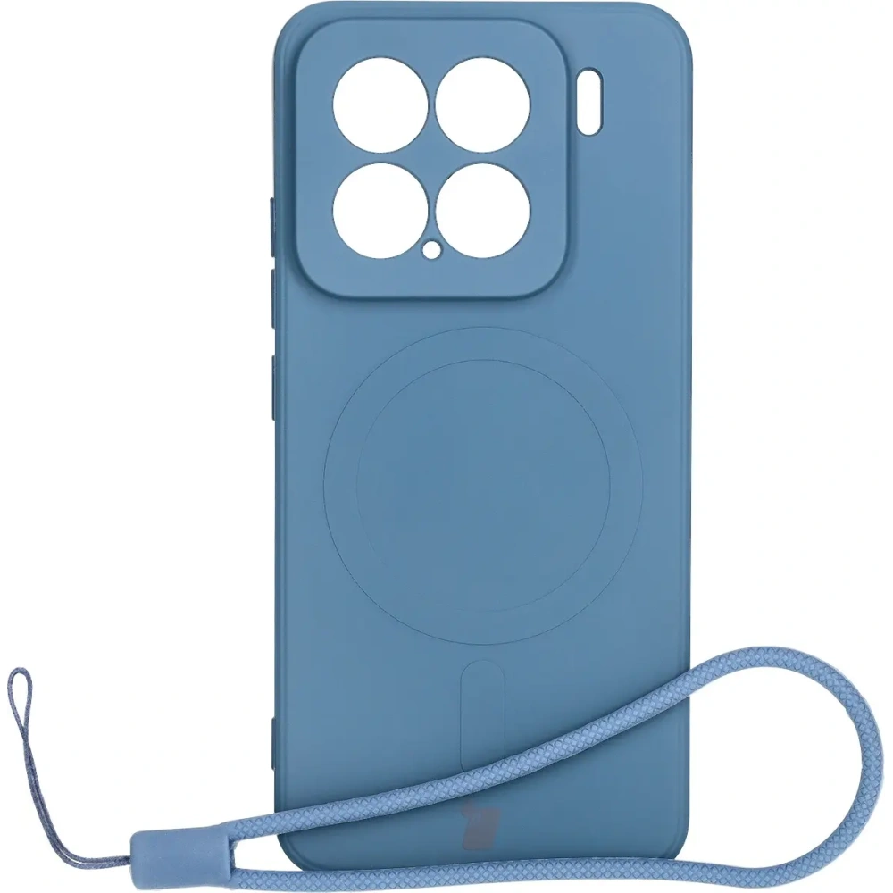 Silikonowe etui z pierścieniem magnetycznym Bizon Case Silicone Magnetic Sq do Xiaomi 15 granatowe