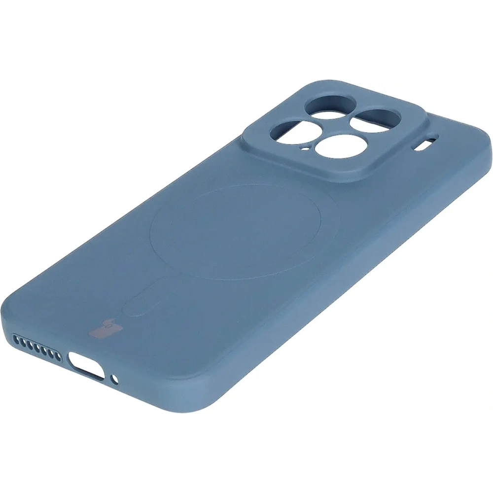 Silikonowe etui z pierścieniem magnetycznym Bizon Case Silicone Magnetic Sq do Xiaomi 15 granatowe