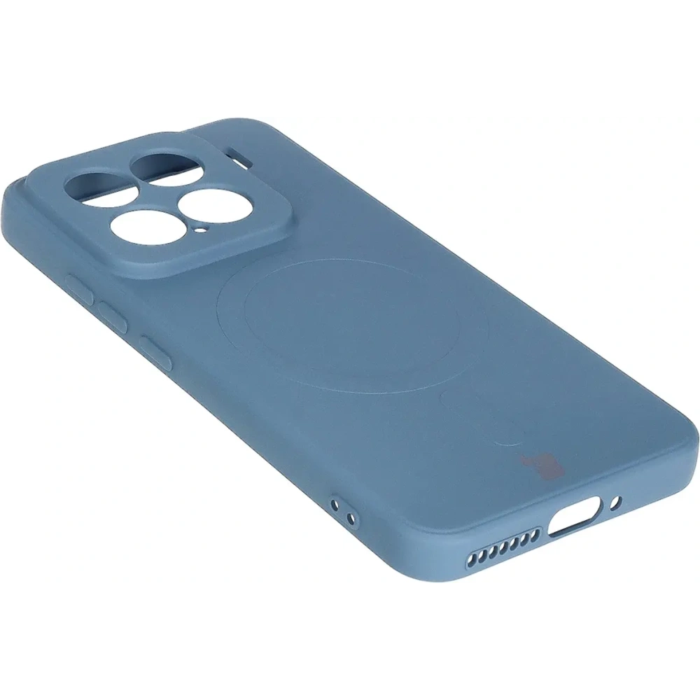 Silikonowe etui z pierścieniem magnetycznym Bizon Case Silicone Magnetic Sq do Xiaomi 15 granatowe