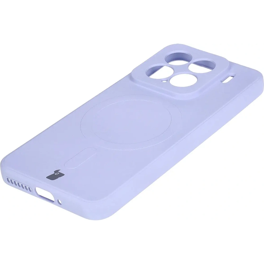 Silikonowe etui z pierścieniem magnetycznym Bizon Case Silicone Magnetic Sq do Xiaomi 15 jasnofioletowe