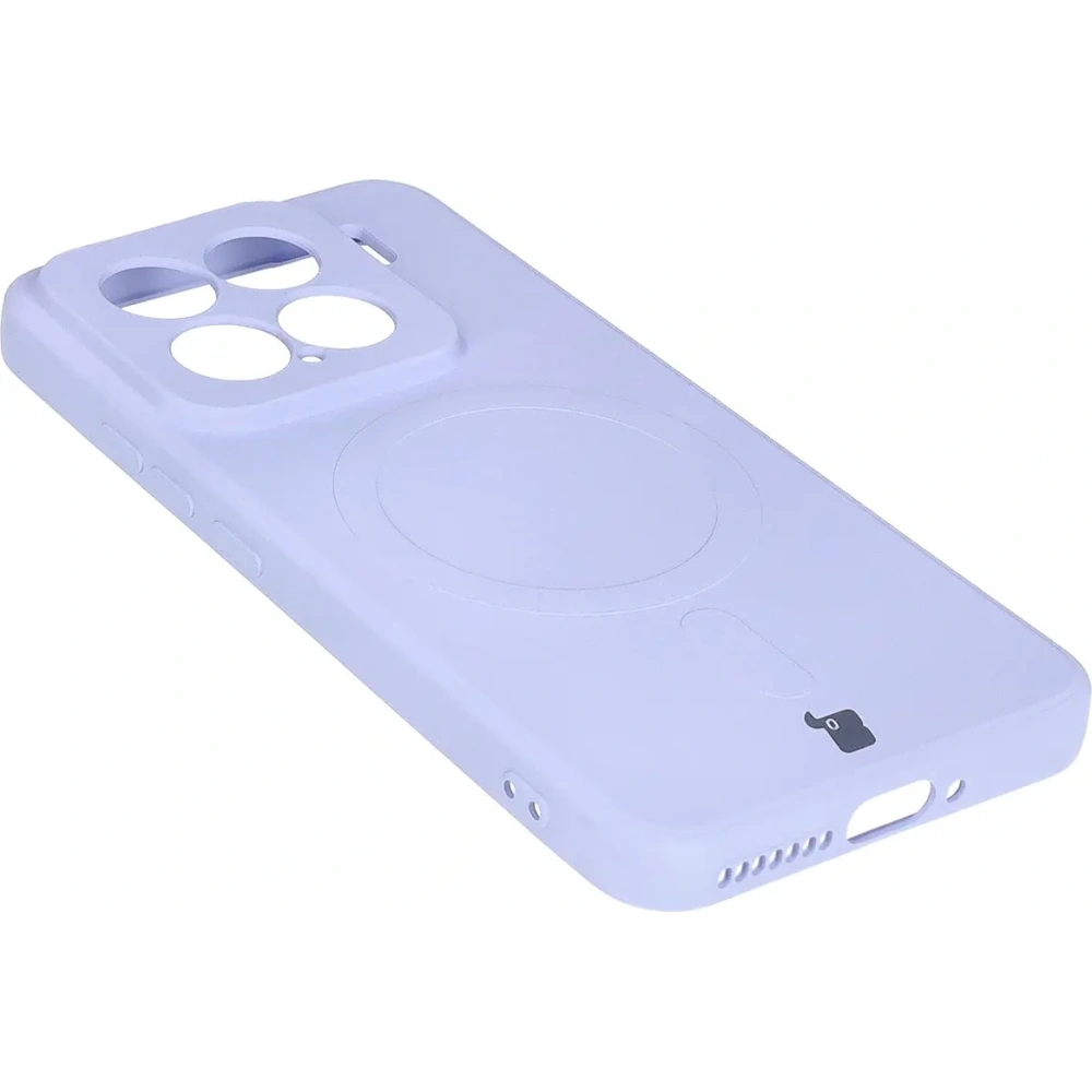 Silikonowe etui z pierścieniem magnetycznym Bizon Case Silicone Magnetic Sq do Xiaomi 15 jasnofioletowe