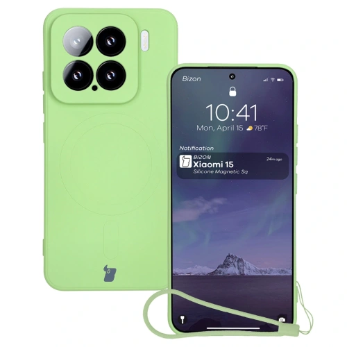 Kup Silikonowe etui z pierścieniem magnetycznym Bizon Case Silicone Magnetic Sq do Xiaomi 15 jasnozielone - BIZ8461 - {ean13} - Sklep Home Screen
