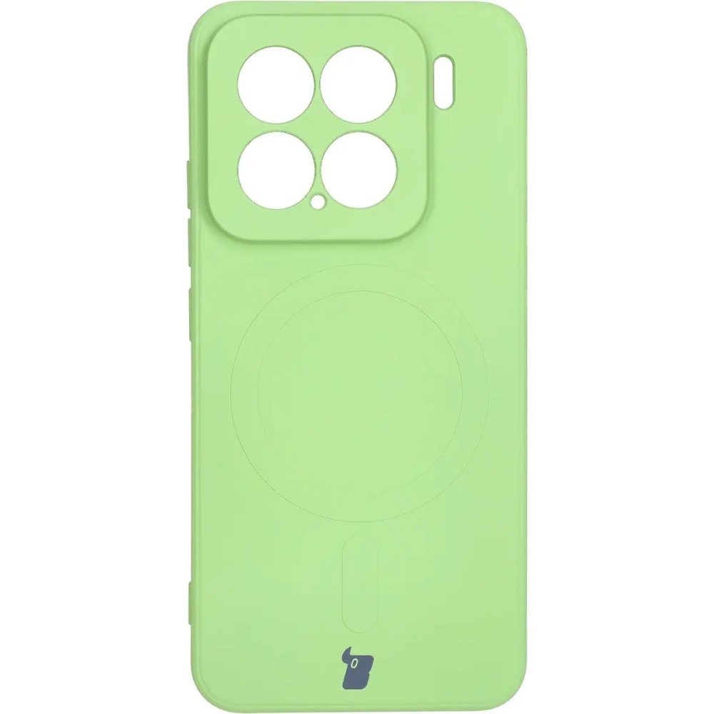 Silikonowe etui z pierścieniem magnetycznym Bizon Case Silicone Magnetic Sq do Xiaomi 15 jasnozielone