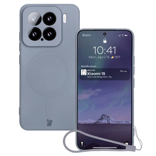 Kup Silikonowe etui z pierścieniem magnetycznym Bizon Case Silicone Magnetic Sq do Xiaomi 15 szare - BIZ8462 - {ean13} - Sklep Home Screen