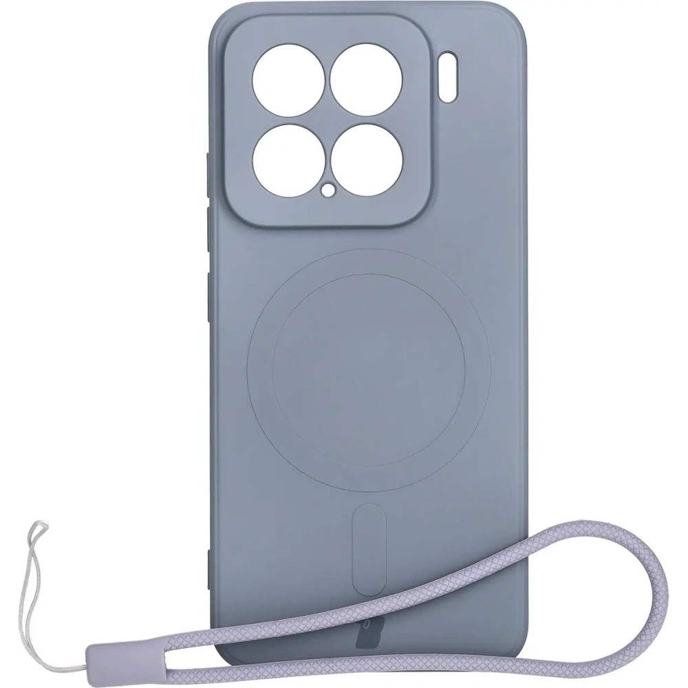 Silikonowe etui z pierścieniem magnetycznym Bizon Case Silicone Magnetic Sq do Xiaomi 15 szare