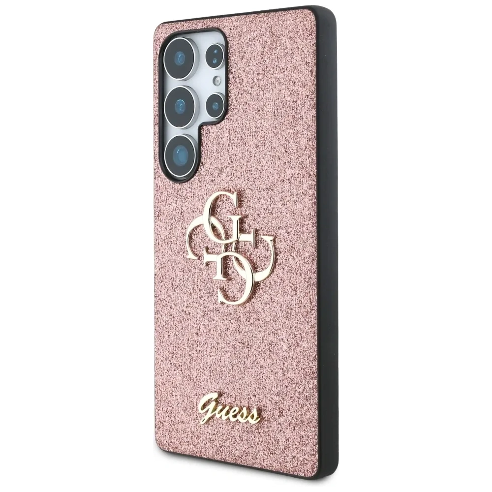 Etui Guess Fixed Glitter Big 4G Metal Logo do Samsung Galaxy S25 Ultra różowy