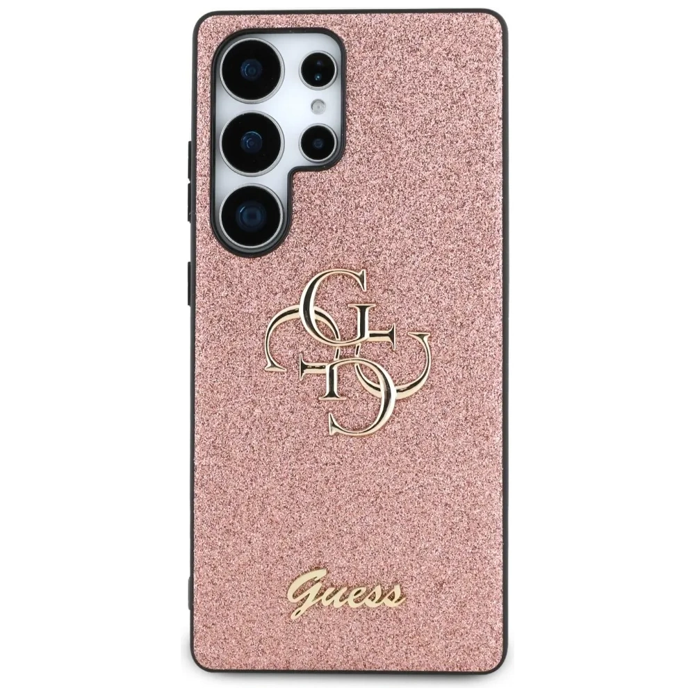 Etui Guess Fixed Glitter Big 4G Metal Logo do Samsung Galaxy S25 Ultra różowy