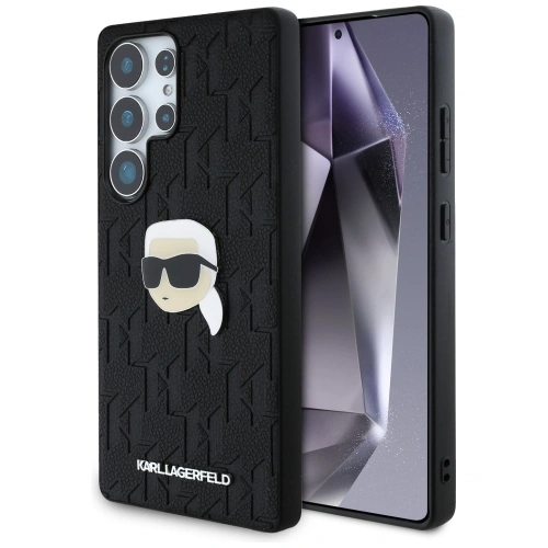 Kup Etui Karl Lagerfeld kožené s monogramem, pin logem a hlavou Karla do Samsung Galaxy S25 Ultra černé - KLD21900 - {ean13} - Sklep Home Screen