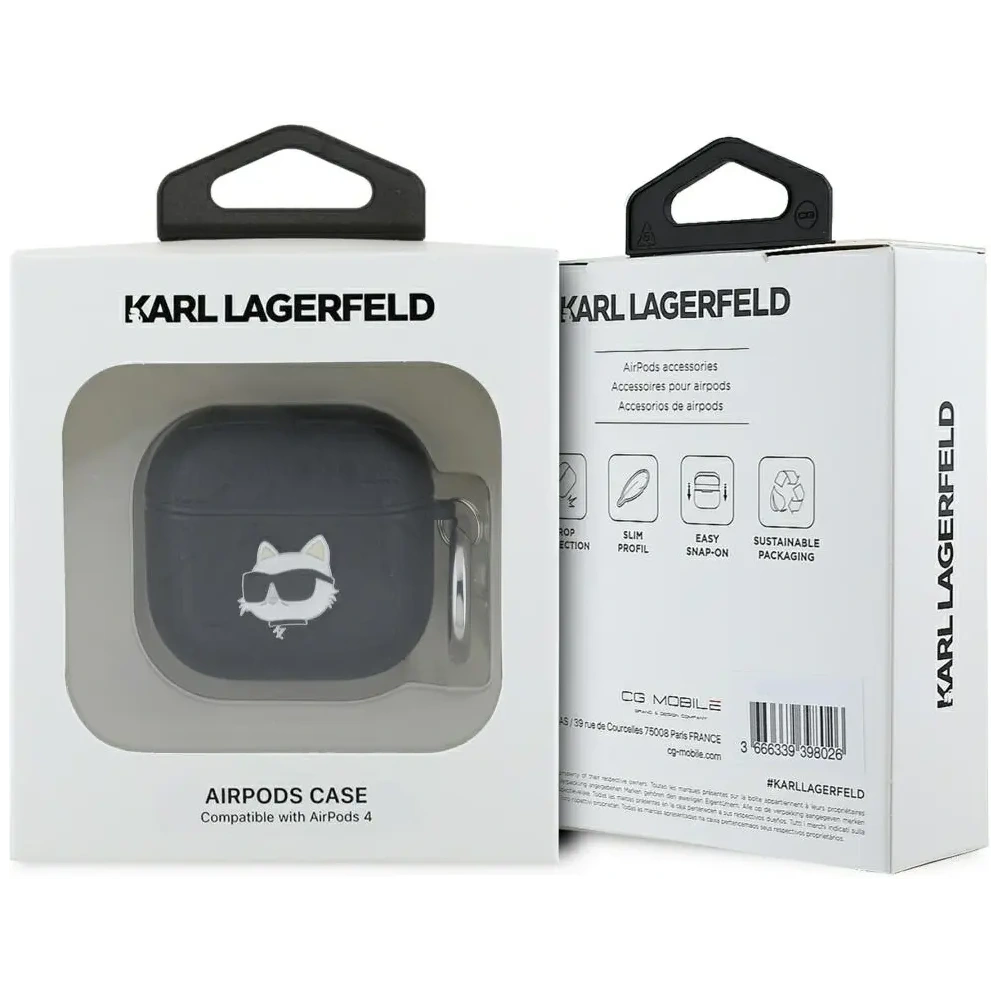 Etui Karl Lagerfeld Monogram Choupette Head do Apple AirPods 4 czarny