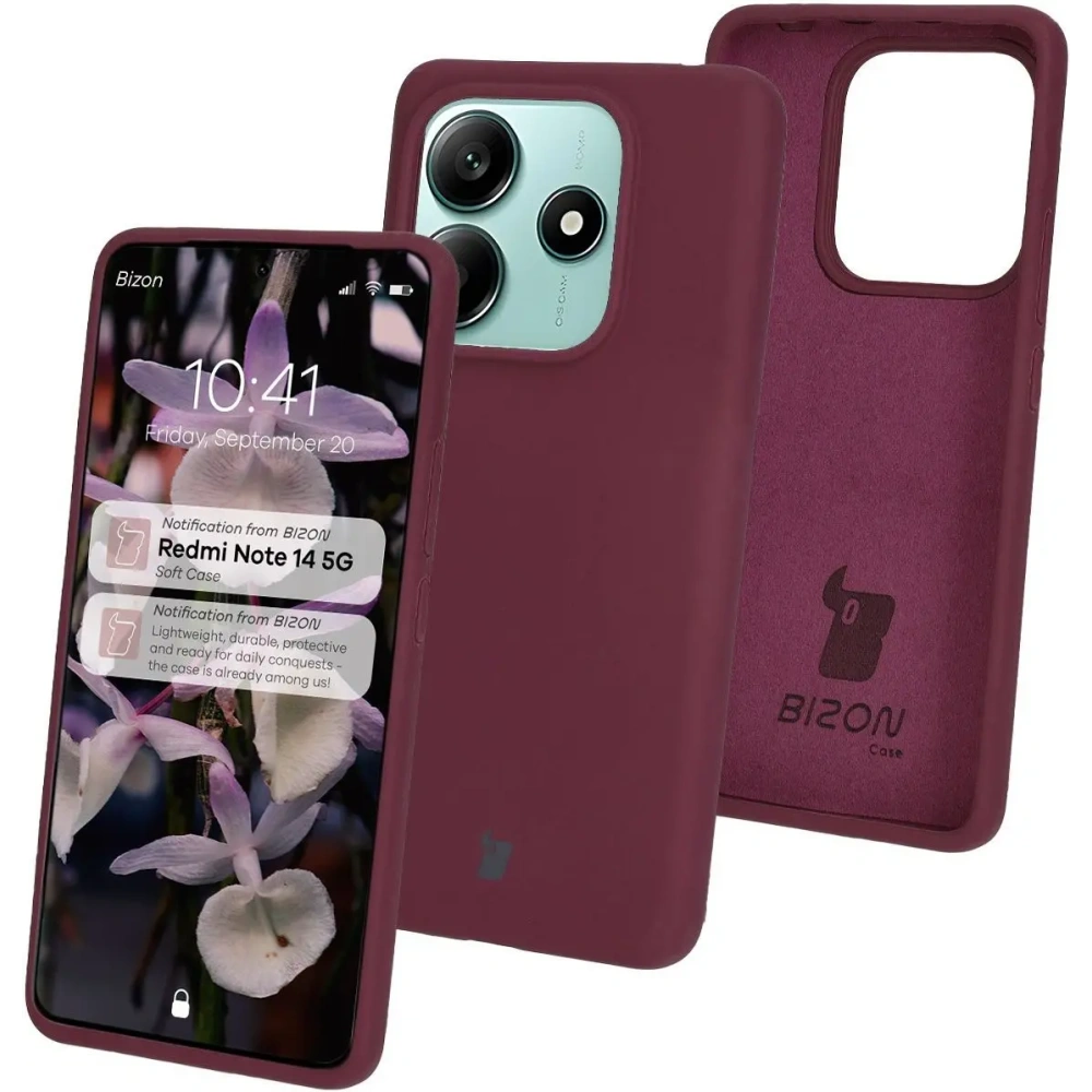 Silikonowe etui Bizon Soft Case do Xiaomi Redmi Note 14 5G ciemnofioletowe