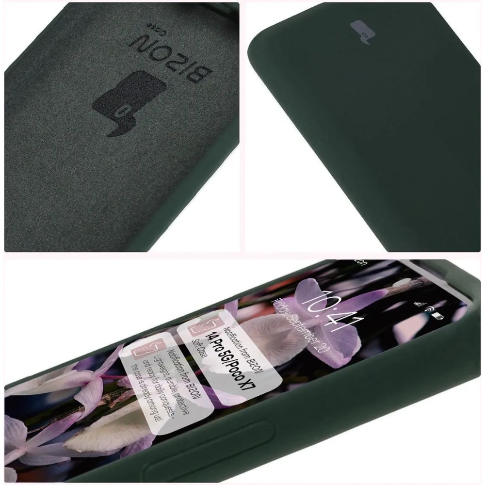 Silikonowe etui Bizon Soft Case do Xiaomi Redmi Note 14 Pro 5G / Poco X7 ciemnozielone