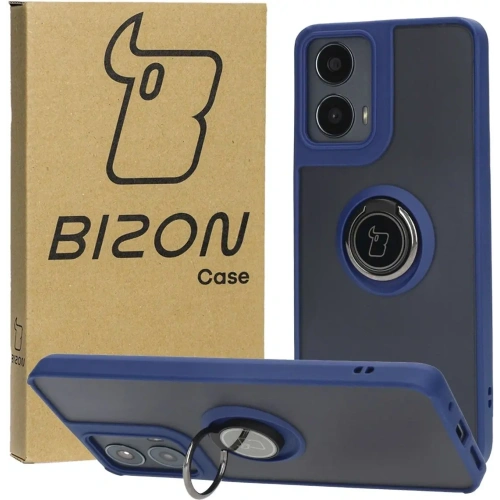 Buy Bizon Case Hybrid Ring Motorola Moto G04 / G24 / G24 Power smoky with a dark blue frame - BIZ8470 - {ean13} - Home Screen Store Europe