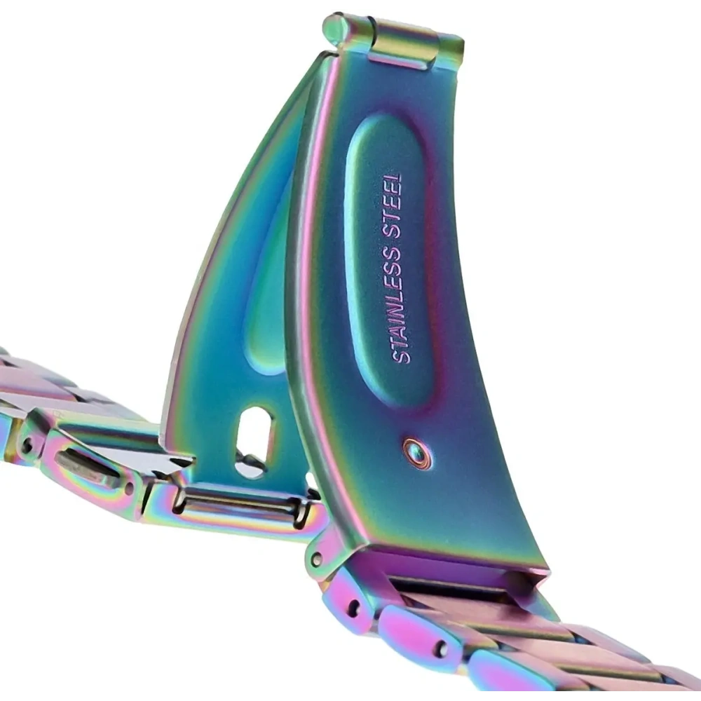 Pasek ze stali nierdzewnej Bizon Strap Watch Aura do Smartwatcha 18 mm tęczowy