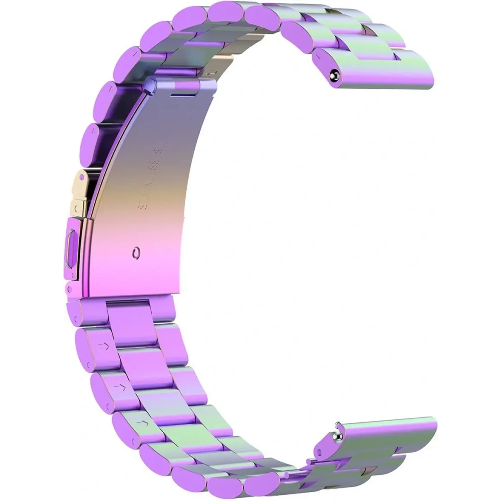 Pasek ze stali nierdzewnej Bizon Strap Watch Aura do Smartwatcha 18 mm tęczowy