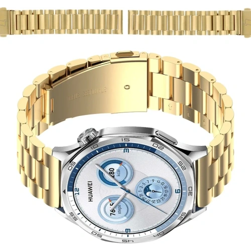 Kup Pasek ze stali nierdzewnej Bizon Strap Watch Aura do Smartwatcha 22 mm złoty - BIZ8477 - {ean13} - Sklep Home Screen