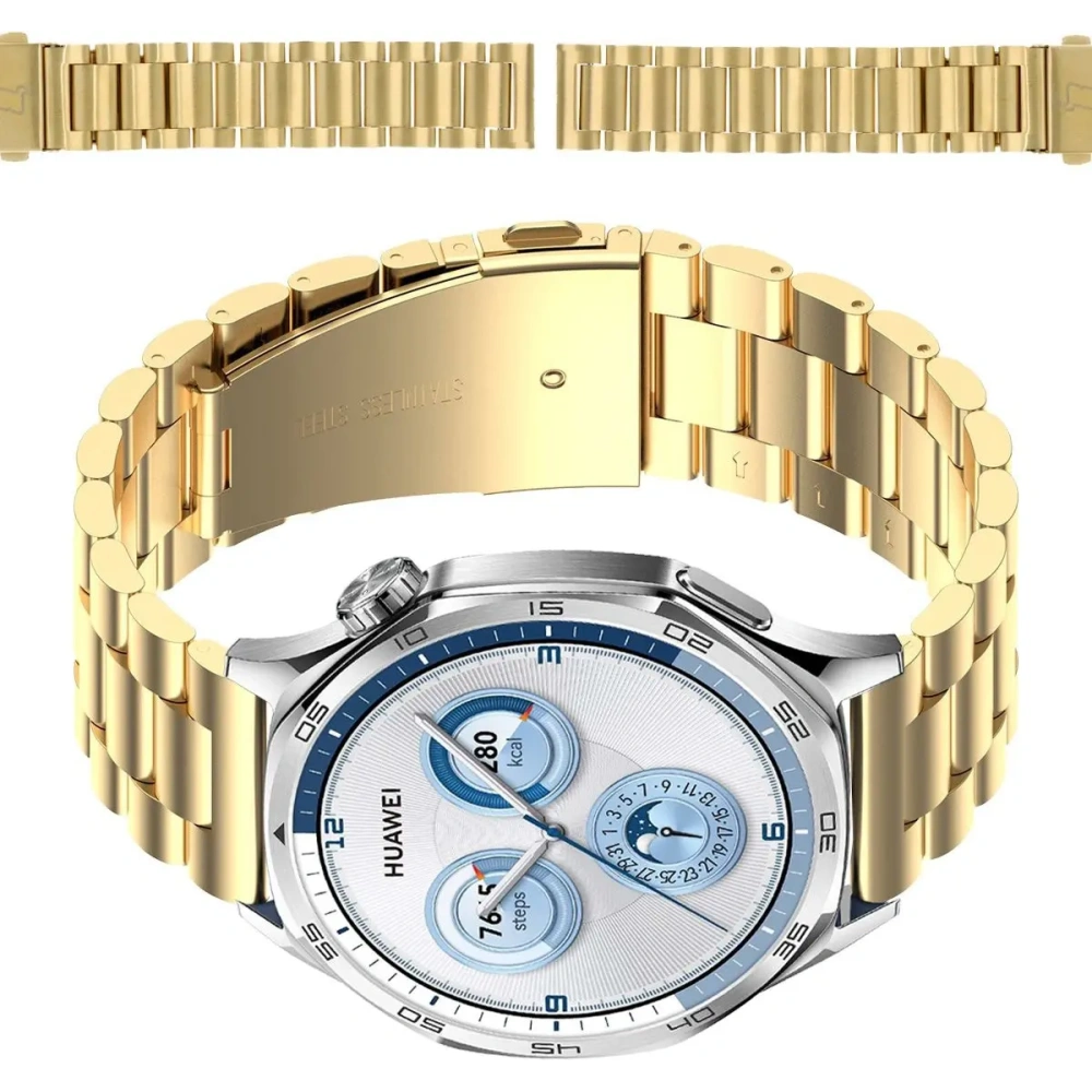 Pasek ze stali nierdzewnej Bizon Strap Watch Aura do Smartwatcha 22 mm złoty