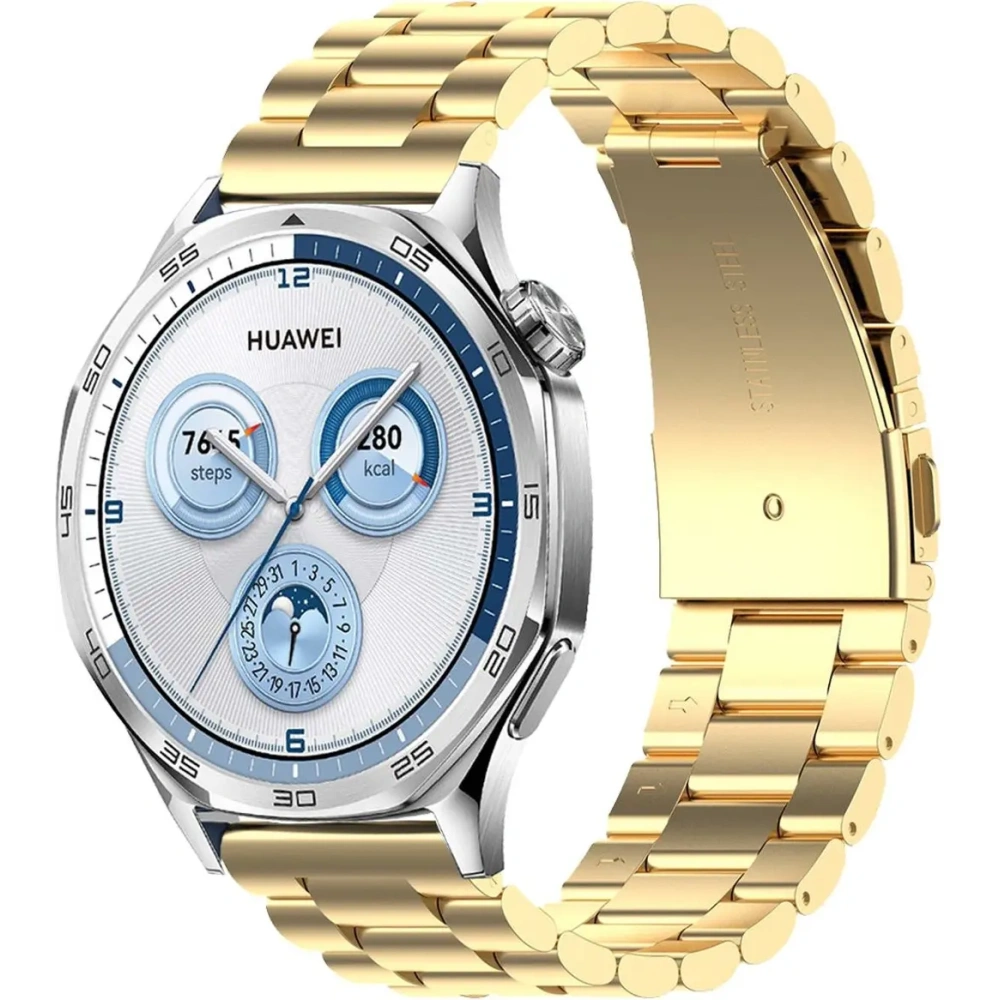 Pasek ze stali nierdzewnej Bizon Strap Watch Aura do Smartwatcha 22 mm złoty