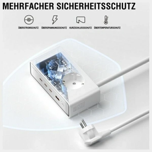 Buy 4smarts 6in1 extension cable 2xAC, USB-A, 3xUSB-C 65W GaN white - 4SMR68 - {ean13} - Home Screen Store Europe
