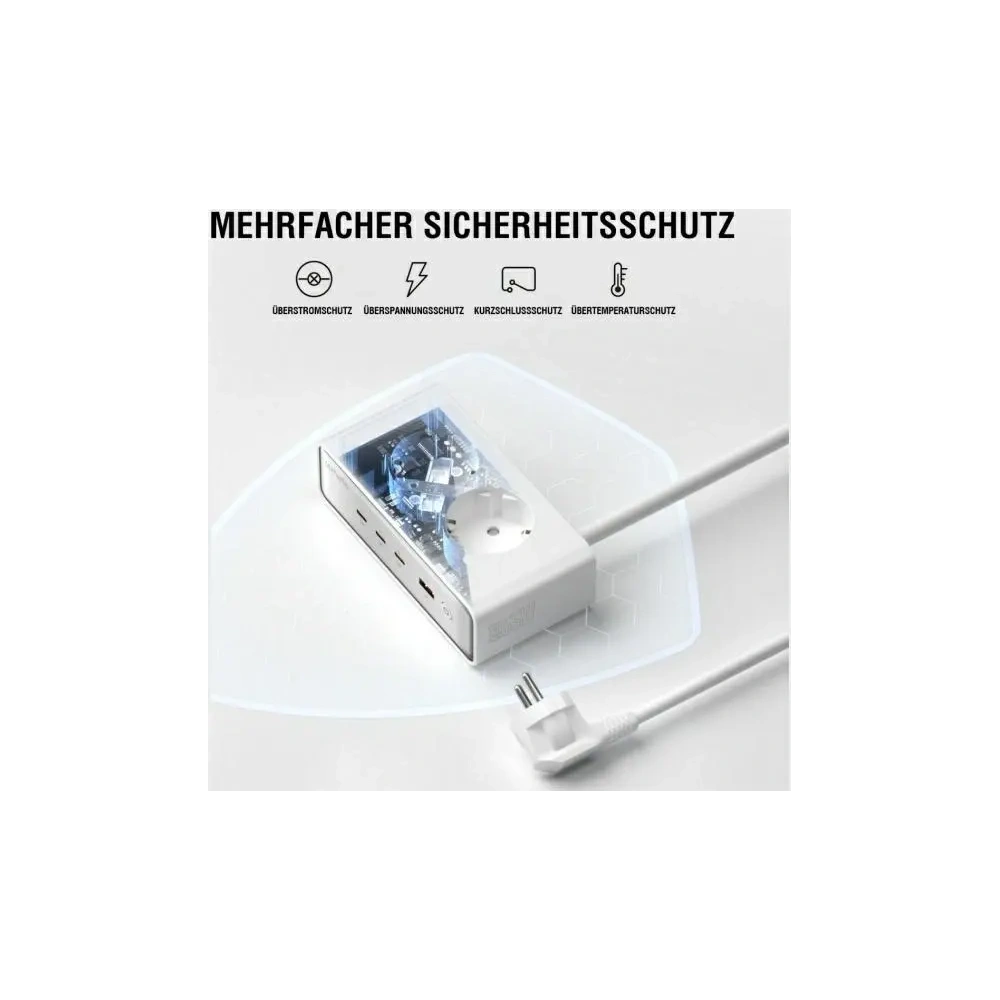 Przedłużacz 4smarts 6w1 2xAC, USB-A, 3xUSB-C 65W GaN biały