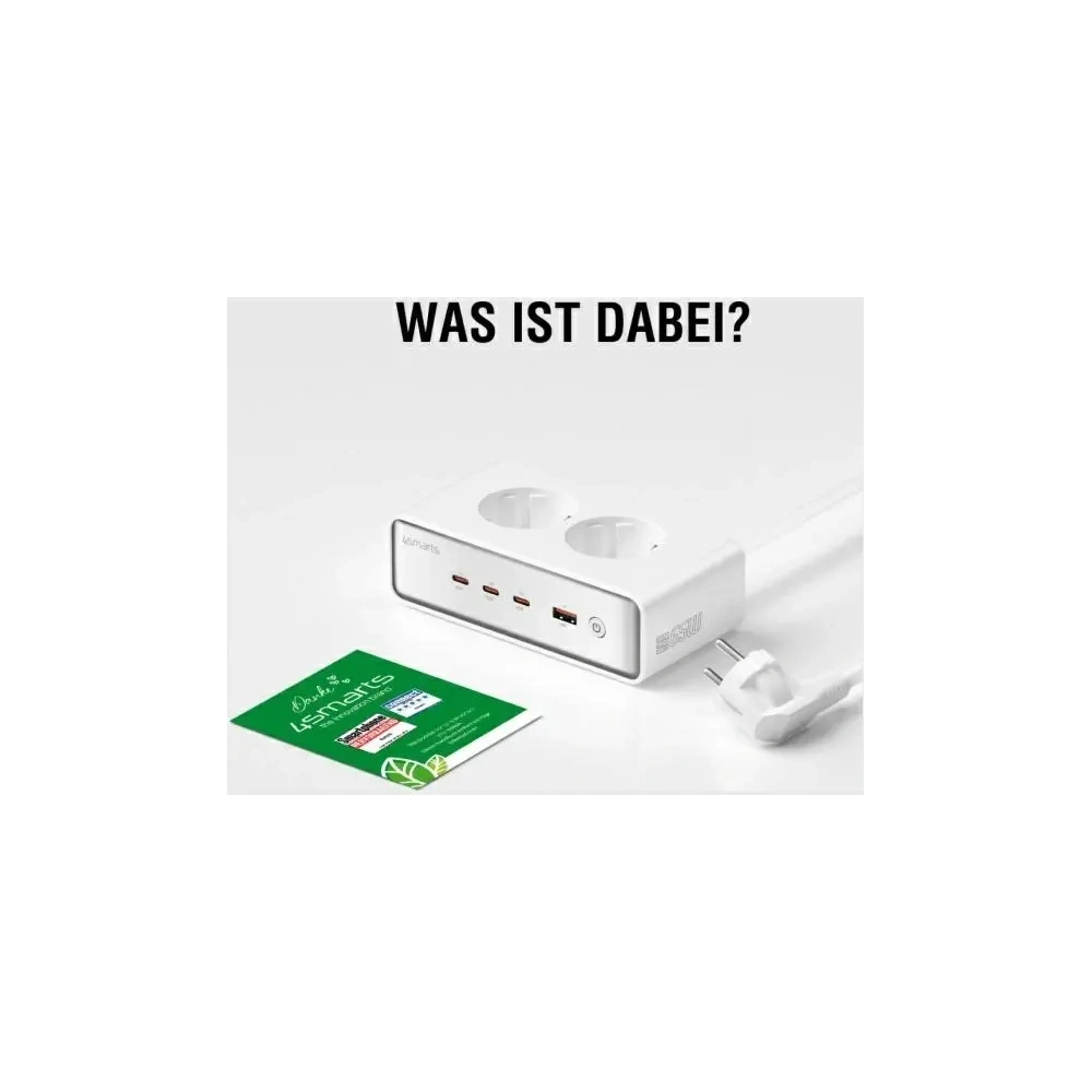 Przedłużacz 4smarts 6w1 2xAC, USB-A, 3xUSB-C 65W GaN biały