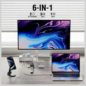 Kup Przedłużacz 4smarts 6w1 2xAC, USB-A, 3xUSB-C 65W GaN biały - 4SMR68 - {ean13} - Sklep Home Screen