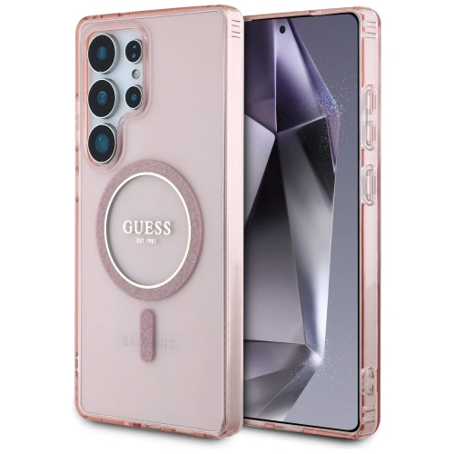 Buy Guess Glitter Circle Classic Logo MagSafe Samsung Galaxy S25 Ultra pink - GUE4312 - {ean13} - Home Screen Store Europe