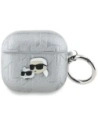 Etui Karl Lagerfeld Monogram Karl & Choupette Head do Apple AirPods 4 stříbrný