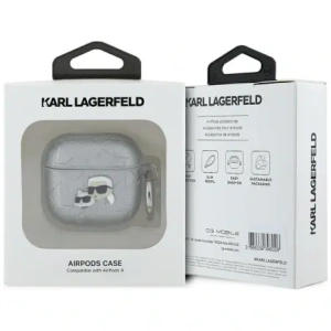 Kup Karl Lagerfeld Monogram Karl & Choupette Kopf Apple AirPods 4 Silber - KLD21907 - {ean13} - Sklep Home Screen