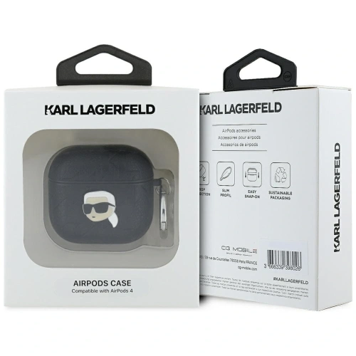 Buy Karl Lagerfeld Monogram Karl Head Apple AirPods 4 black - KLD21908 - {ean13} - Home Screen Store Europe