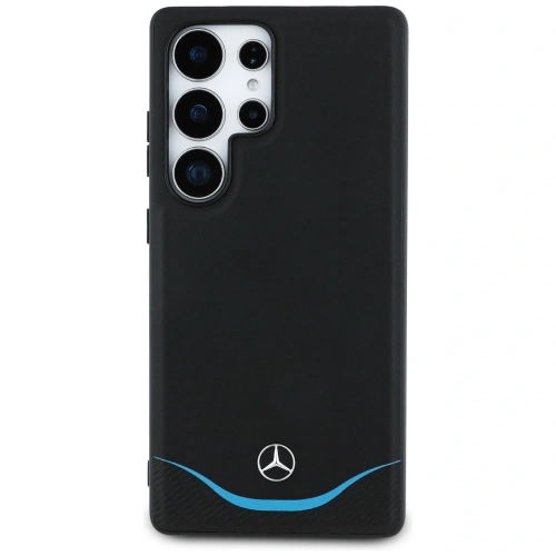 Kup Etui Mercedes kožené kontrastní modré horizontální křivky MagSafe pro Samsung Galaxy S25 Ultra černé - MRS304 - {ean13} - Sklep Home Screen