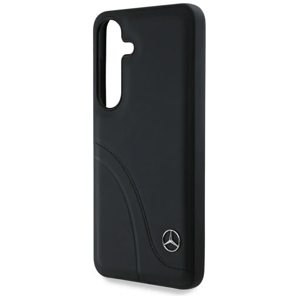 Etui Mercedes Leather Curved Stitches do Samsung Galaxy S25 czarny