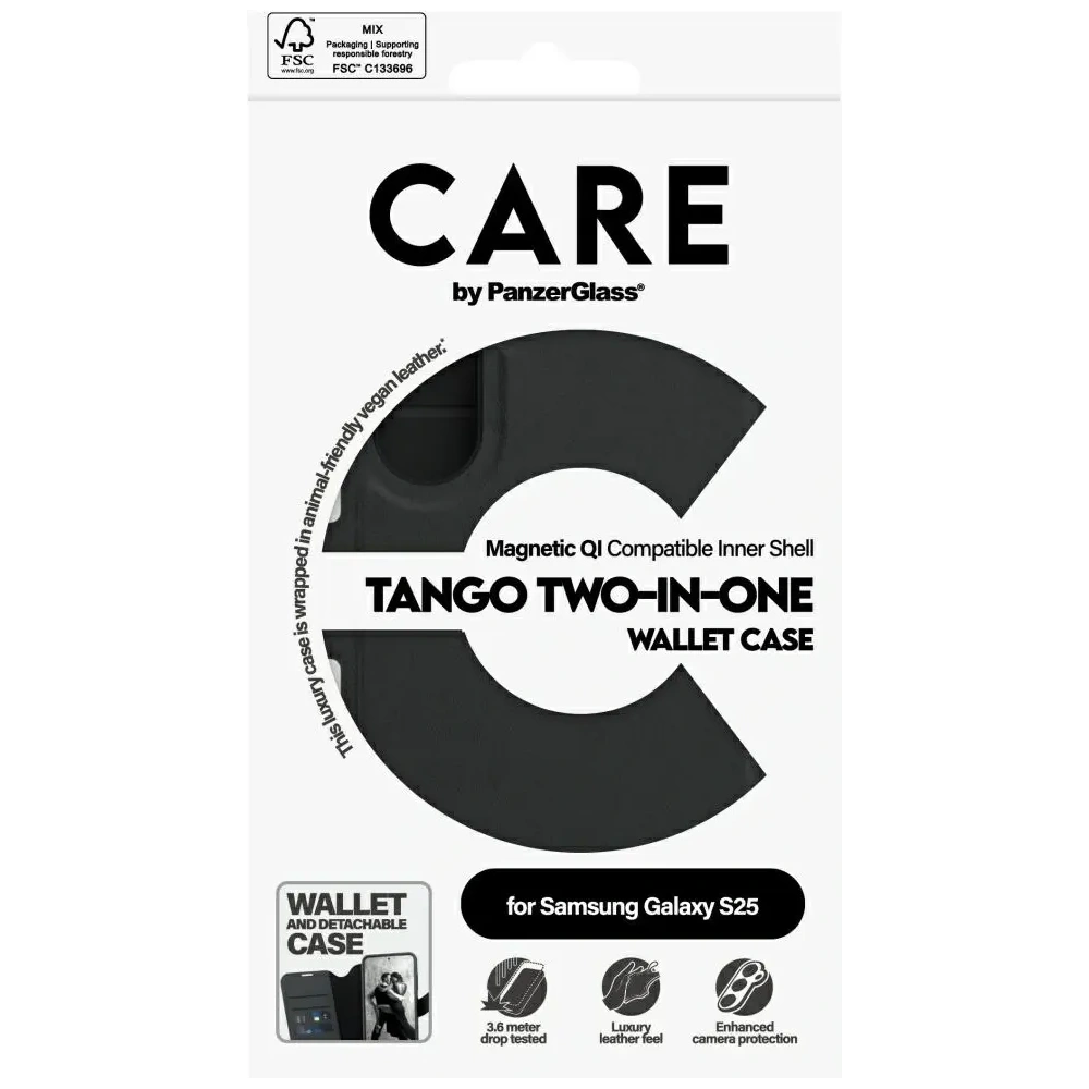 Etui CARE by PanzerGlass Feature Tango 2w1 Wallet do Samsung Galaxy S25 czarny