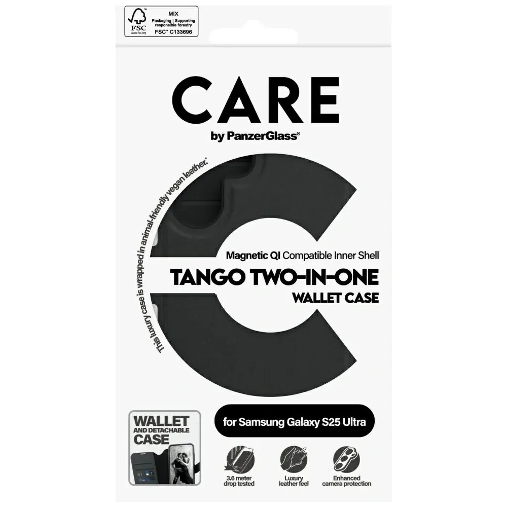 Etui CARE by PanzerGlass Feature Tango 2w1 Wallet do Samsung Galaxy S25 Ultra czarny