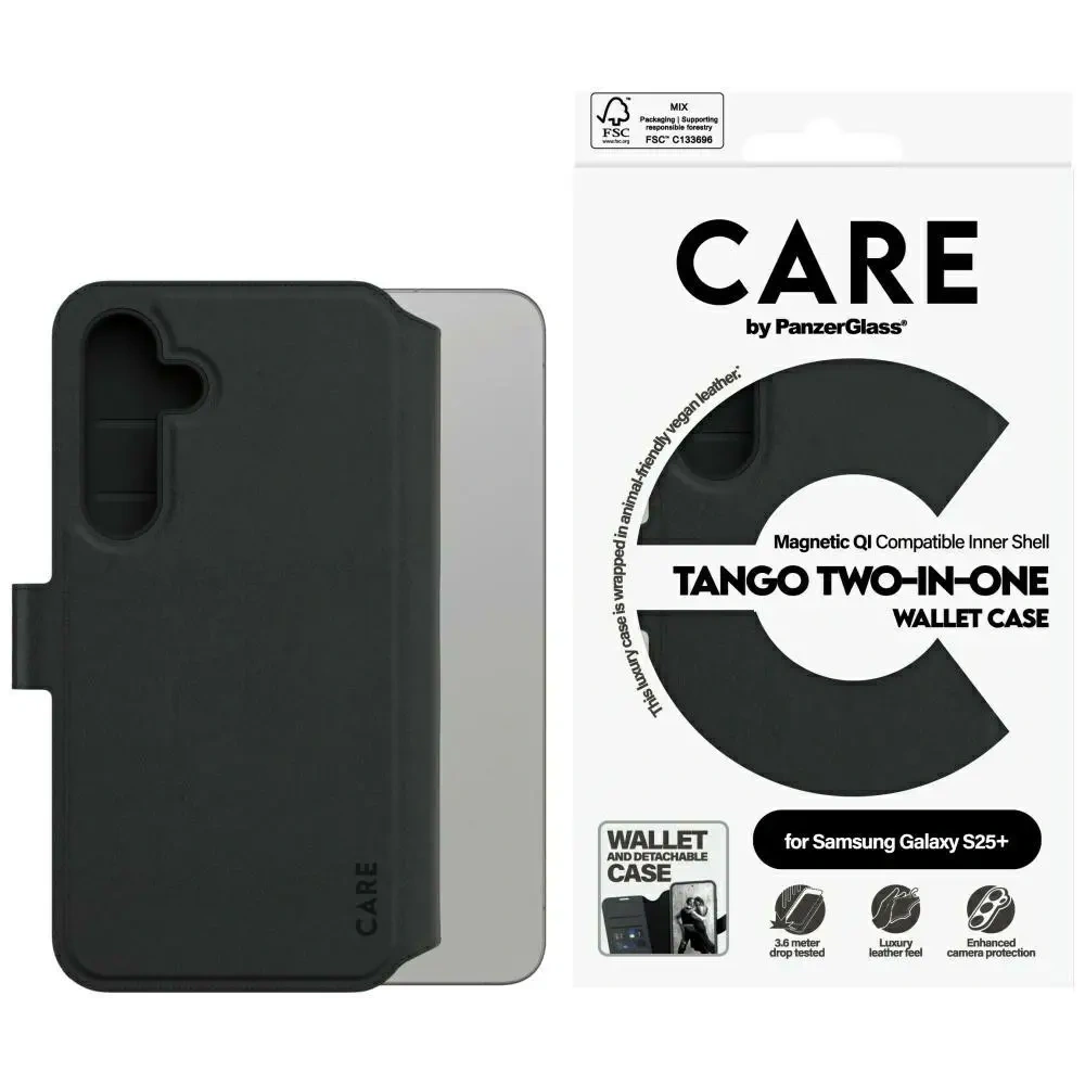 Etui CARE by PanzerGlass Feature Tango 2w1 Wallet do Samsung Galaxy S25+ Plus czarny