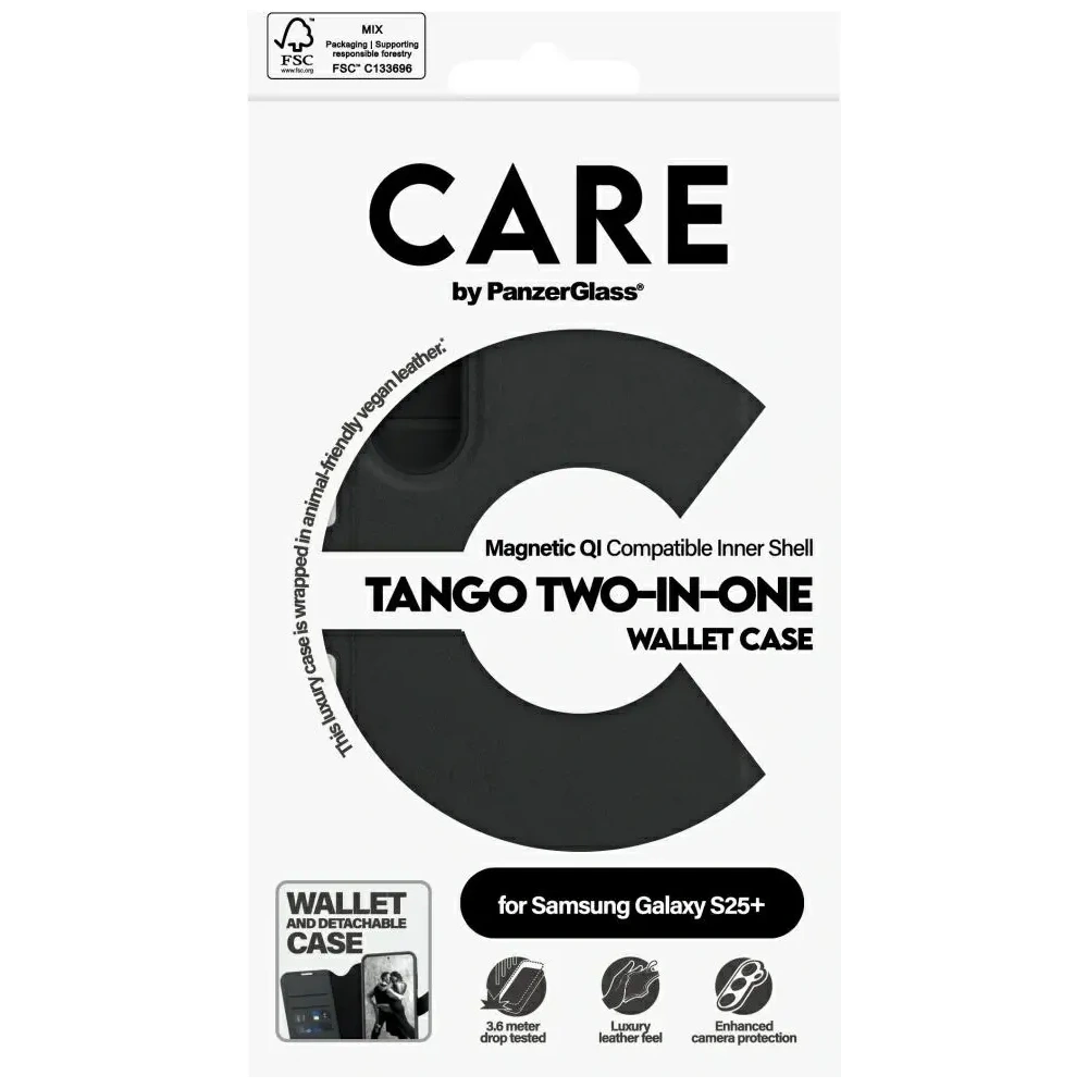 Etui CARE by PanzerGlass Feature Tango 2w1 Wallet do Samsung Galaxy S25+ Plus czarny