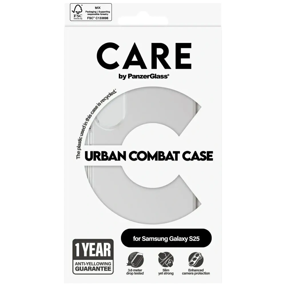 Etui CARE by PanzerGlass Flagship Urban Combat do Samsung Galaxy S25 przezroczysty
