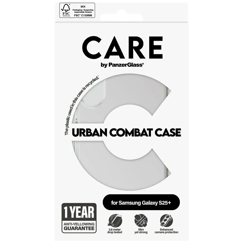 Etui CARE by PanzerGlass Flagship Urban Combat do Samsung Galaxy S25+ Plus przezroczysty