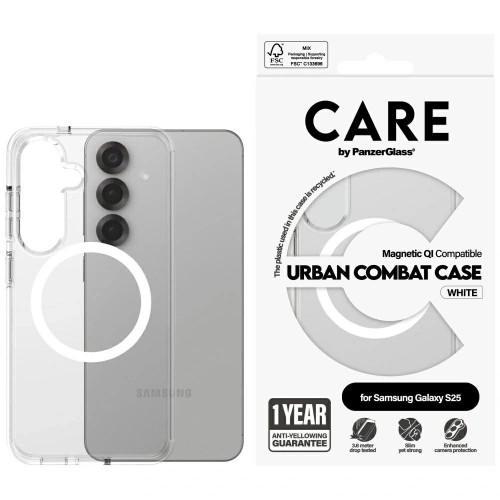 Kup Etui CARE od PanzerGlass Flagship Urban Combat White QI pro Samsung Galaxy S25 průhledné - PZG844 - {ean13} - Sklep Home Screen