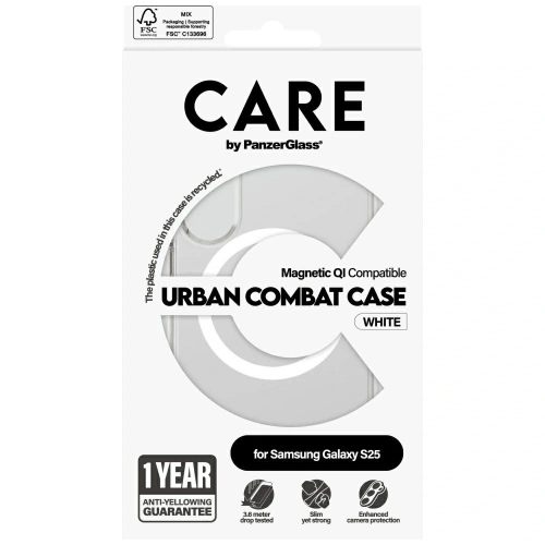 Kup Etui CARE od PanzerGlass Flagship Urban Combat White QI pro Samsung Galaxy S25 průhledné - PZG844 - {ean13} - Sklep Home Screen