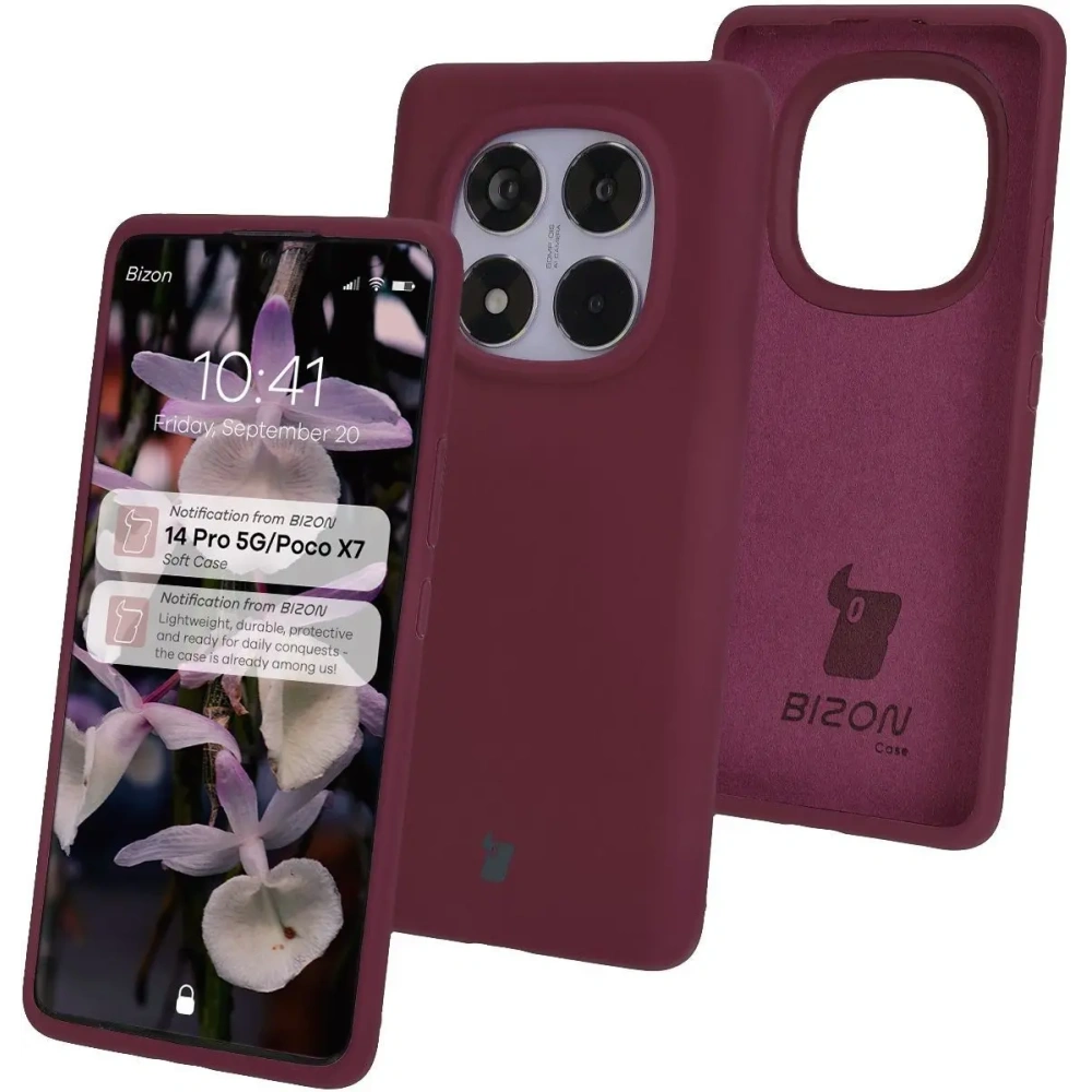 Silikonowe etui Bizon Soft Case do Xiaomi Redmi Note 14 Pro 5G / Poco X7 ciemnofioletowe