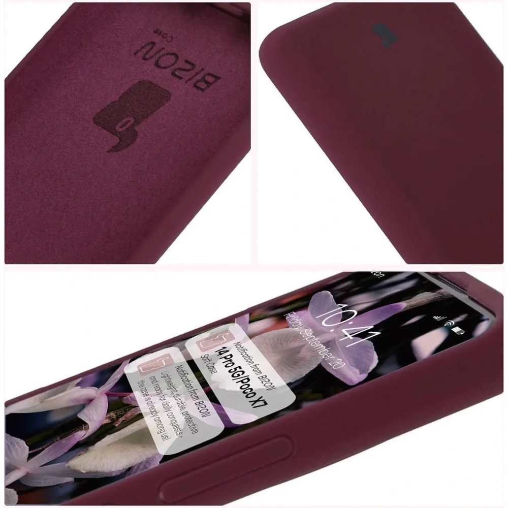 Silikonowe etui Bizon Soft Case do Xiaomi Redmi Note 14 Pro 5G / Poco X7 ciemnofioletowe