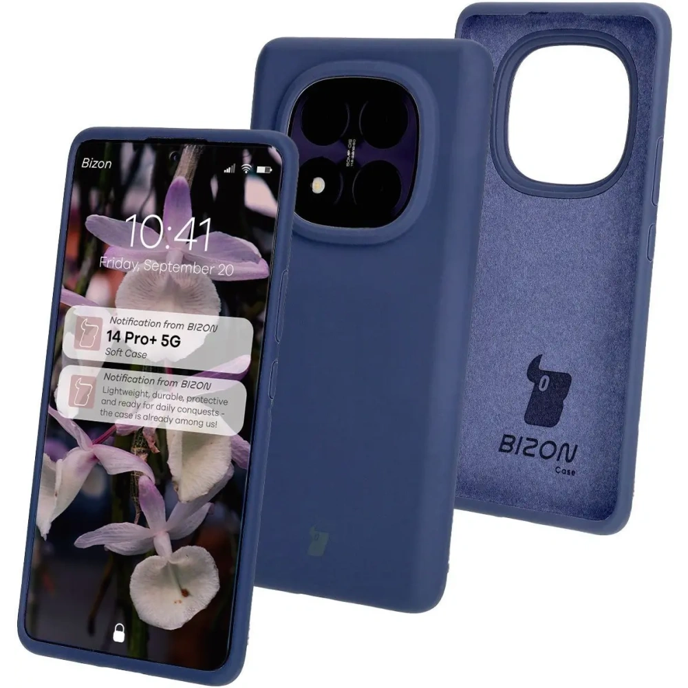Silikonowe etui Bizon Soft Case do Xiaomi Redmi Note 14 Pro Plus 5G ciemnoniebieskie