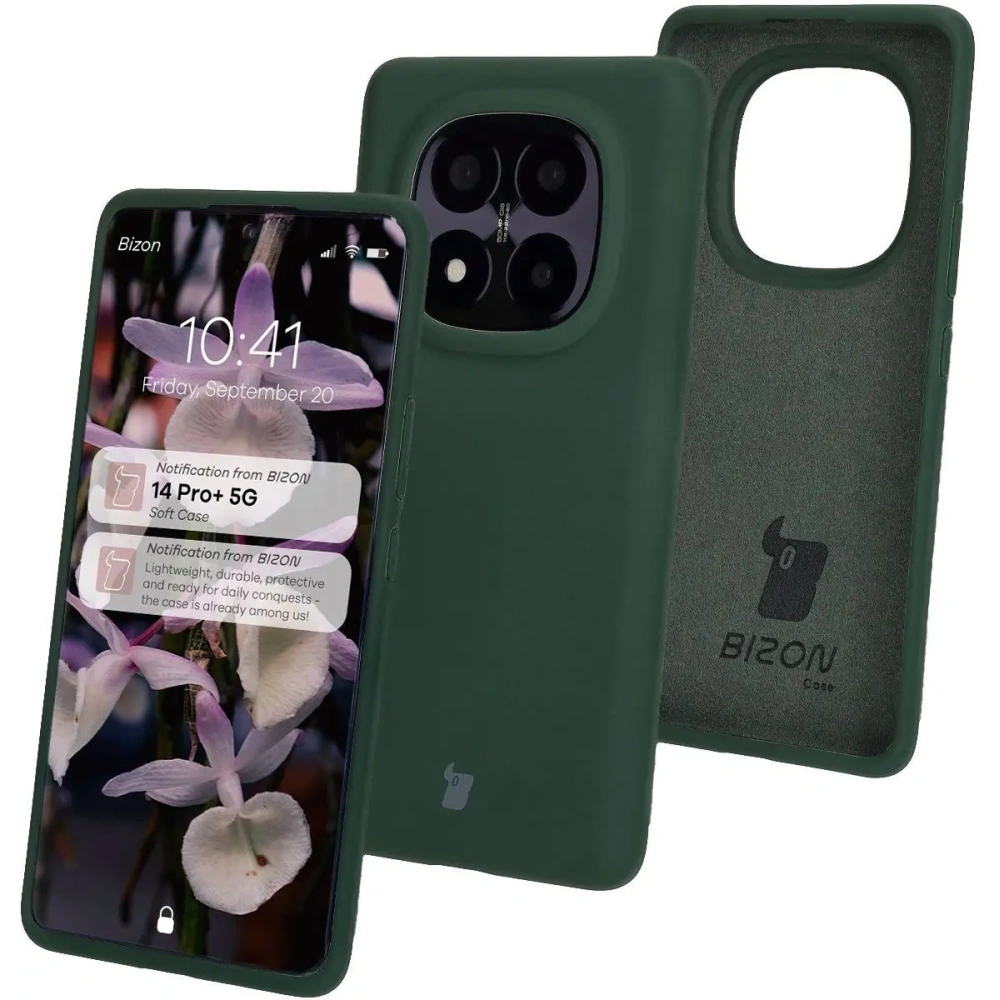 Silikonowe etui Bizon Soft Case do Xiaomi Redmi Note 14 Pro Plus 5G ciemnozielone