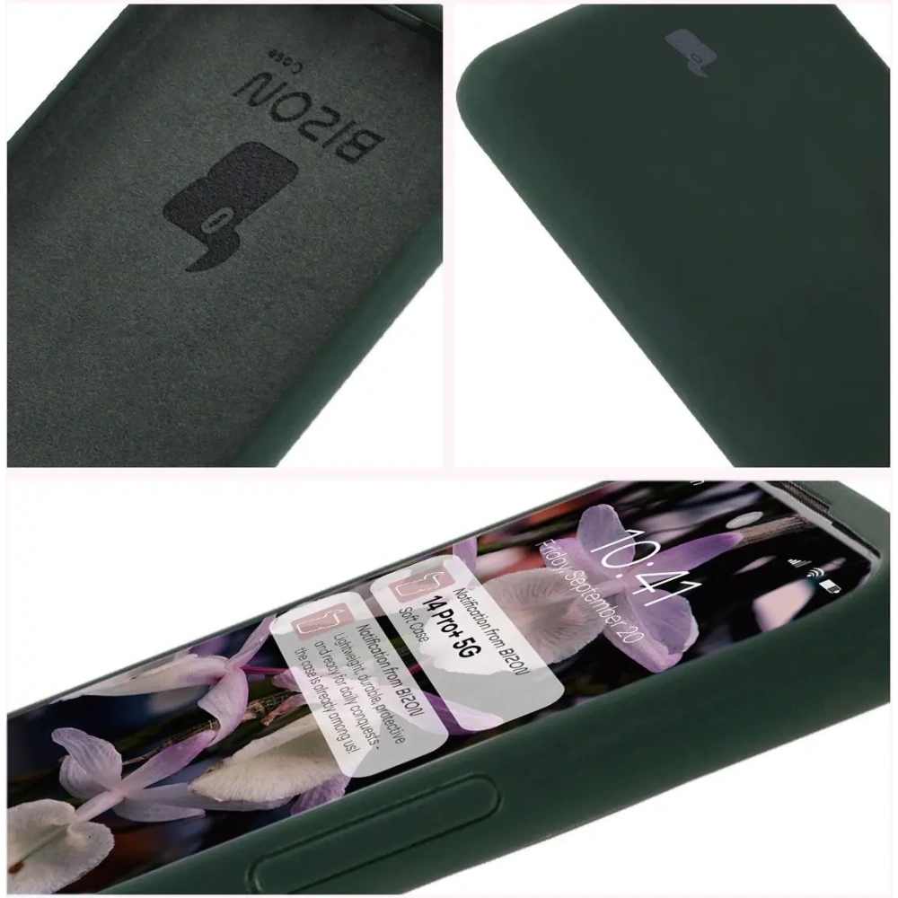 Silikonowe etui Bizon Soft Case do Xiaomi Redmi Note 14 Pro Plus 5G ciemnozielone