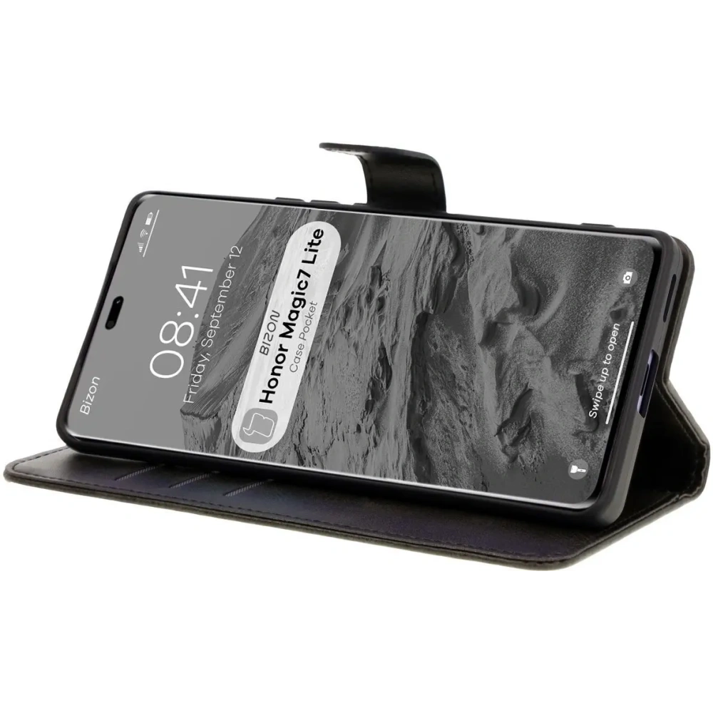 Etui z klapką Bizon Case Pocket do Honor Magic7 Lite czarne
