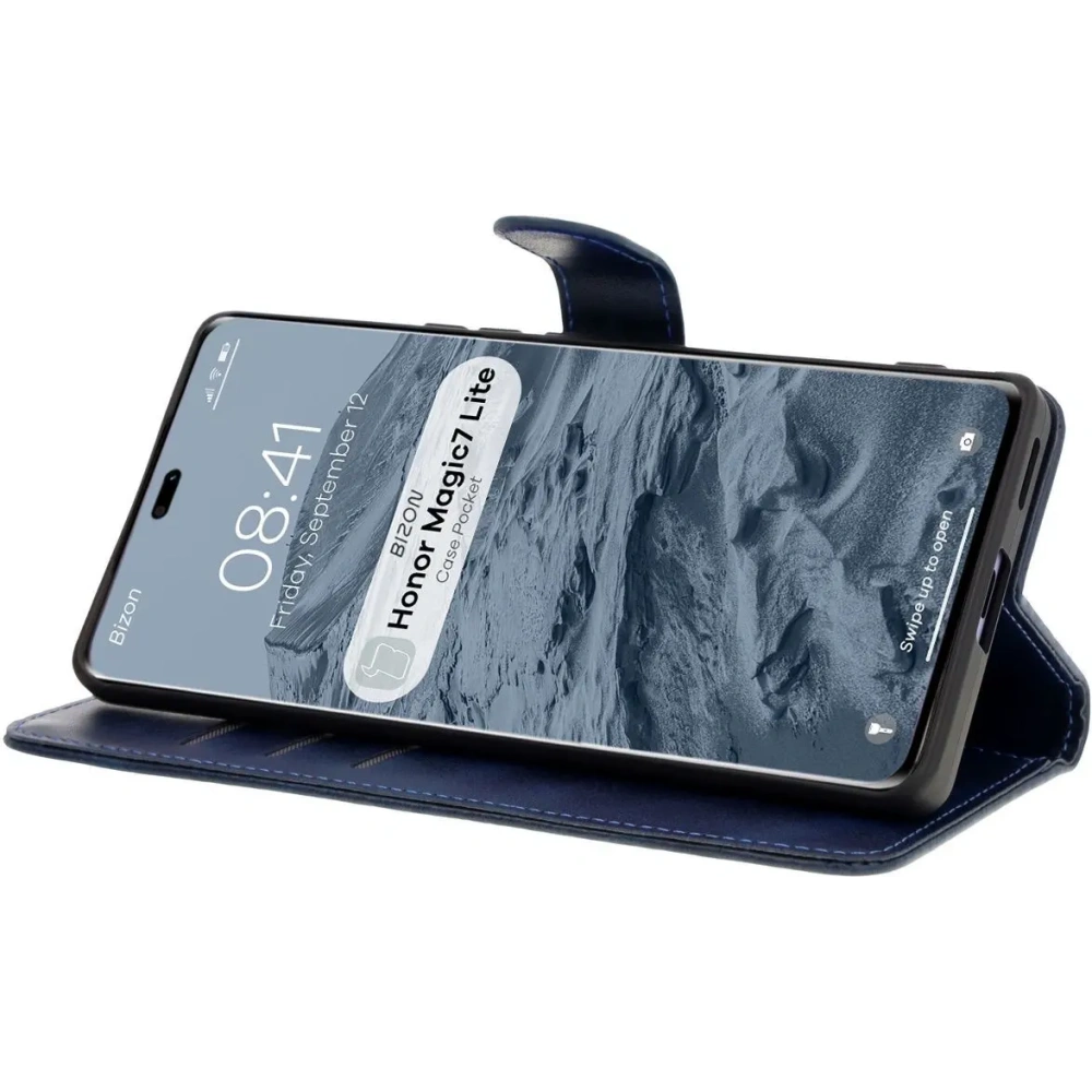 Etui z klapką Bizon Case Pocket do Honor Magic7 Lite granatowe