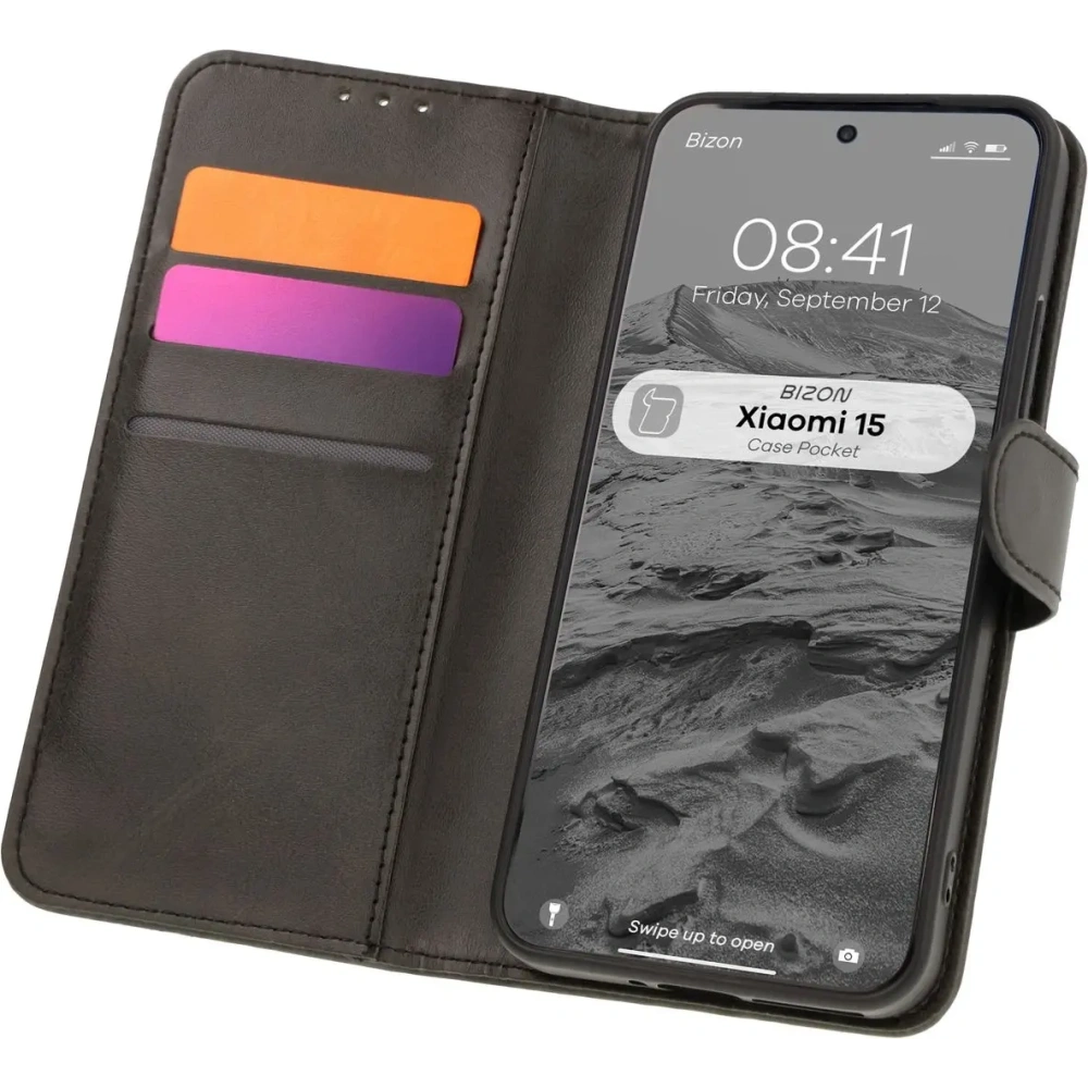 Etui z klapką Bizon Case Pocket do Xiaomi 15 czarne