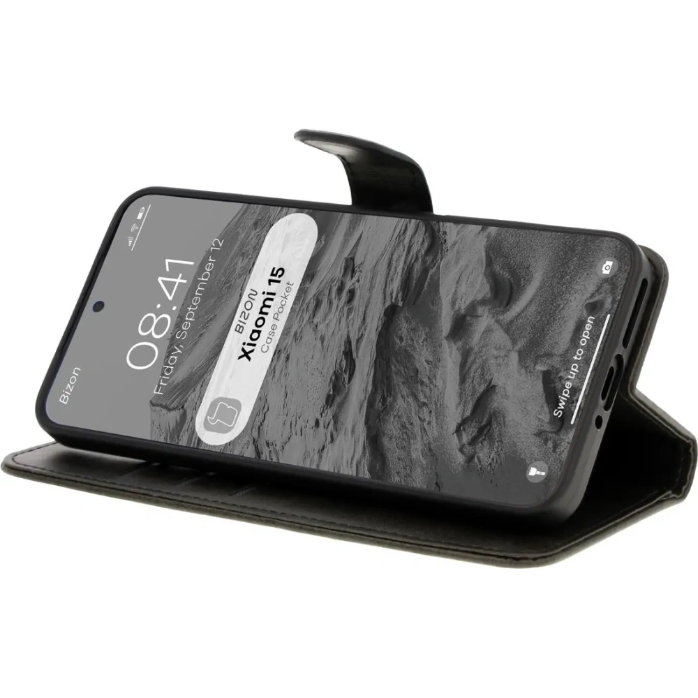 Etui z klapką Bizon Case Pocket do Xiaomi 15 czarne